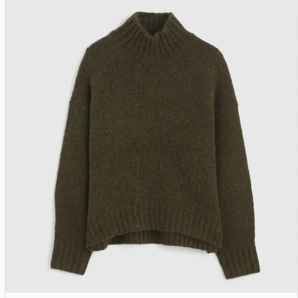 Madewell Chunky Knit Alpaca Blend Turtleneck M Olive Green NWT Sweater NT592 - Picture 5 of 7
